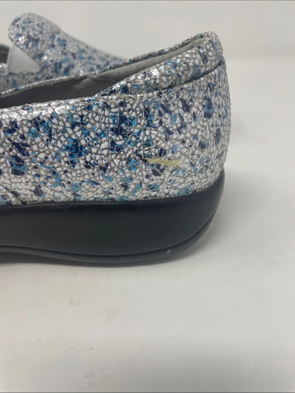 Alegria By PG Lite Leather Sparkling Blue Silver Slip-On Flats Size  7.5